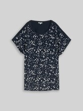 TOM TAILOR Damen Plus Size - T-Shirt im Material-Mix, blau, Gepunktet, Gr. 46