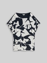 TOM TAILOR Damen Plus Size - T-Shirt im Material-Mix, blau, Gemustert, Gr. 48