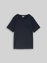 TOM TAILOR Damen Plus Size - Boxy Fit T-Shirt mit Brusttasche, blau, Uni, Gr. 46
