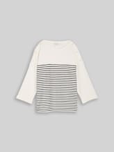 TOM TAILOR Damen Langarmshirt mit Streifenmuster, weiß, Gestreift, Gr. XXL