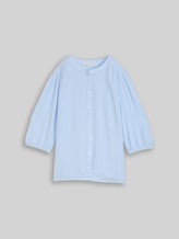 TOM TAILOR Damen Plus Size - Bluse mit Leinenanteil, blau, Gestreift, Gr. 46