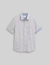 TOM TAILOR Herren Regular Fit Kurzarmhemd aus Baumwolle, grün, Meliert, Gr. XXL