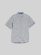 TOM TAILOR Herren Regular Fit Kurzarmhemd aus Baumwolle, blau, Meliert, Gr. XXL