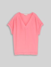 TOM TAILOR Damen Loose Fit Bluse mit V-Ausschnitt, rosa, Uni, Gr. 36