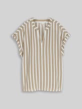 TOM TAILOR Damen Loose Fit Bluse mit V-Ausschnitt, grün, Gestreift, Gr. 36