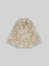TOM TAILOR Damen Oversize Bluse mit Blumen-Stickereien, grün, Geblümt, Gr. 36