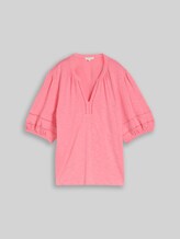 TOM TAILOR Damen Blusenshirt mit Spitzendetails, rosa, Uni, Gr. XL