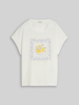 TOM TAILOR Damen T-Shirt im Material-Mix, weiß, Uni, Gr. XXL