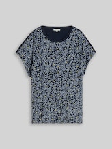 TOM TAILOR Damen T-Shirt im Material-Mix, blau, Uni, Gr. XXL