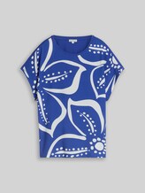 TOM TAILOR Damen T-Shirt im Material-Mix, blau, Uni, Gr. M