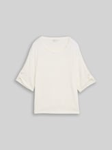 TOM TAILOR Damen T-Shirt mit Turn-Up-Funktion, weiß, Uni, Gr. XXL