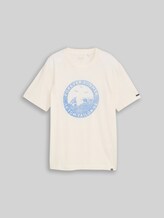 TOM TAILOR Herren T-Shirt mit Print, braun, Uni, Gr. S