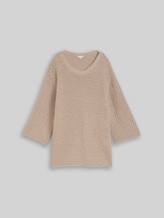 TOM TAILOR Damen Plus Size - Loose Fit Strickpullover mit Lochmuster, grau, Uni, Gr. 46