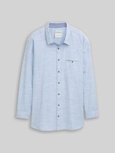 TOM TAILOR Herren Plus Size - Regular Fit Hemd mit Turn-Up-Funktion, blau, Uni, Gr. 2XL