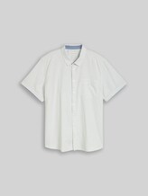 TOM TAILOR Herren Plus Size - Regular Fit Kurzarmhemd aus Baumwolle, weiß, Gepunktet, Gr. 2XL