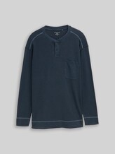 TOM TAILOR Herren Plus Size - Henley Langarmshirt mit Waffelstruktur, blau, Uni, Gr. 4XL