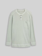 TOM TAILOR Herren Plus Size - Henley Langarmshirt mit Waffelstruktur, grün, Uni, Gr. 4XL
