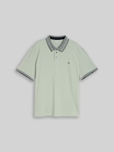 TOM TAILOR Herren Plus Size - Piqué Poloshirt mit Logo-Print, grün, Uni, Gr. 2XL