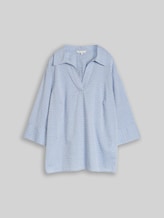 TOM TAILOR Damen Plus Size - Loose Fit Bluse mit Stickerei, blau, Gepunktet, Gr. 46