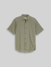 TOM TAILOR DENIM Herren Relaxed Fit Kurzarmhemd mit Leinenanteil, grün, Uni, Gr. XL