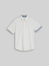 TOM TAILOR Herren Regular Fit Kurzarmhemd aus Baumwolle, weiß, Gepunktet, Gr. XXL