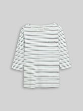 TOM TAILOR Damen Plus Size - Langarmshirt mit Streifenmuster, grün, Gestreift, Gr. 46