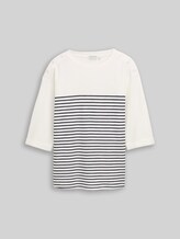 TOM TAILOR Damen Plus Size - Langarmshirt mit Streifenmuster, weiß, Gestreift, Gr. 46