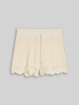 TOM TAILOR DENIM Damen Strickshorts mit Lochmuster, weiß, Uni, Gr. M