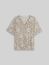 TOM TAILOR Damen Plus Size - Bluse aus Viskose, beige, Geblümt, Gr. 46