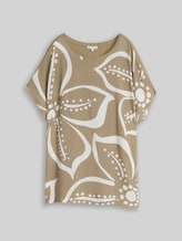 TOM TAILOR Damen Plus Size - T-Shirt im Material-Mix, grün, Geblümt, Gr. 46
