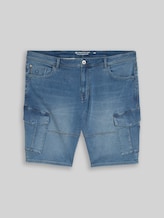 TOM TAILOR Herren Plus Size - Cargo Jeans Shorts, blau, Uni, Gr. 46