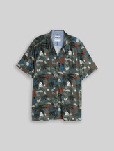 TOM TAILOR Herren Plus Size - Regular Fit Resort Kurzarmhemd aus Viskose, grün, Gemustert, Gr. 2XL