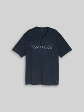TOM TAILOR Herren Plus Size - Henley T-Shirt im Used-Look, blau, Uni, Gr. 2XL