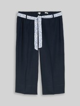 TOM TAILOR Damen Plus Size - Culotte Hose mit Leinenanteil, blau, Uni, Gr. 44/28