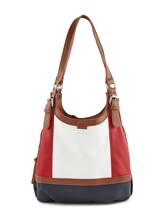 TOM TAILOR Damen Juna Shopper, blau, Colour Blocking, Gr. ONESIZE