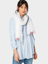 Pareo met kwastjes - Vrouwen - white/ coral Pareo met kwastjes - Vrouwen - white/ coral - 5 - TOM TAILOR