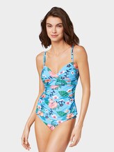 Tankini top with a floral pattern - Women - turquoise/ multicolor Tankini top with a floral pattern - Women - turquoise/ multicolor - 1 - TOM TAILOR