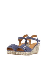 TOM TAILOR Damen Sandalen mit Keilabsatz, blau, Uni, Gr. 37