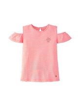 TOM TAILOR Mädchen Gestreiftes Cold-Shoulder T-Shirt, rosa, gestreift, Gr.104/110