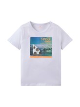 TOM TAILOR Jungen T-Shirt mit Print, weiß, Print, Gr. 92/98