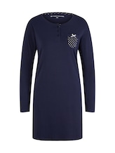 TOM TAILOR Damen Pyjama Kleid mit Brusttasche, blau, Punktemuster, Gr. 38