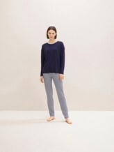 Langes Pyjama Set mit Streifenhose - Frauen - blue ring Langes Pyjama Set mit Streifenhose - Frauen - blue ring - 1 - TOM TAILOR