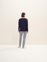 Langes Pyjama Set mit Streifenhose - Frauen - blue ring Langes Pyjama Set mit Streifenhose - Frauen - blue ring - 2 - TOM TAILOR