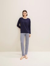 Langes Pyjama Set mit Streifenhose - Frauen - blue ring Langes Pyjama Set mit Streifenhose - Frauen - blue ring - 3 - TOM TAILOR