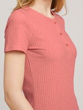 Kurzes Nachthemd mit Rippstruktur - Frauen - medium red melange Kurzes Nachthemd mit Rippstruktur - Frauen - medium red melange - 9 - TOM TAILOR