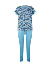 TOM TAILOR Damen Pyjama Set mit gemustertem Oberteil, blau, Muster, Gr. 46