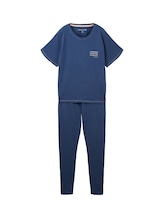 TOM TAILOR Damen Pyjama mit Textprint, blau, Textprint, Gr. XL/42