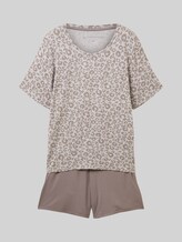 TOM TAILOR Damen Pyjama-Set mit Leo-Print, grau, Animalprint, Gr. L/40