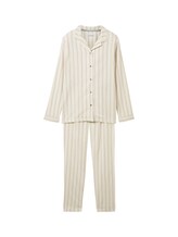 TOM TAILOR Damen Gestreifter Pyjama, beige, Streifenmuster, Gr. XL/42