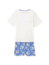 TOM TAILOR Damen Kurz-Pyjama mit Blumenmuster, blau, Blumenmuster, Gr. L/40